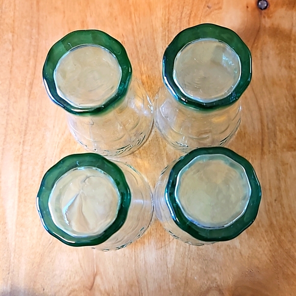 Four Coca-Cola Clear Green Mini Glasses - Picture 3 of 3